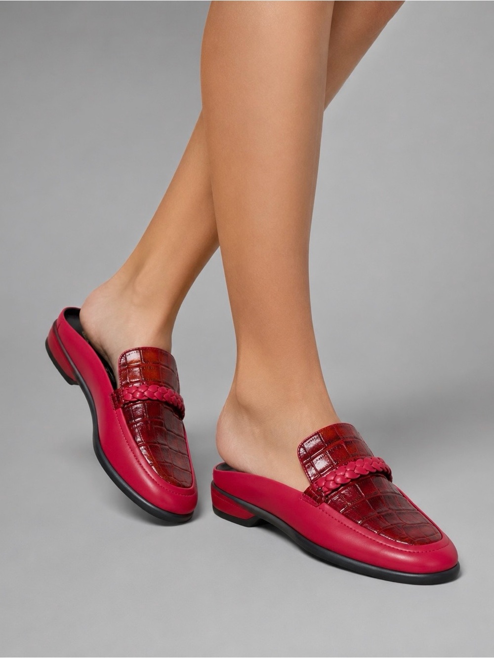 ECCO Sculpted LX Red Leather Mules Sz 37 US 6-6.5